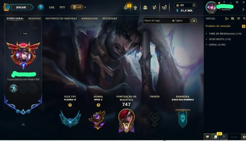 Conta De Lol (+350 Skin, +250 Cromas E Todos Os Campeões)