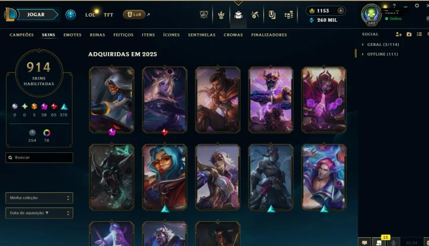 Venda conta LOL / Valorant. Completa com mais de mil skins.