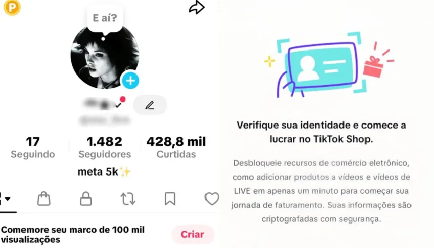 CONTA TIKTOK SHOP 1k a 2k SEGUIDORES BR | SEM DOC