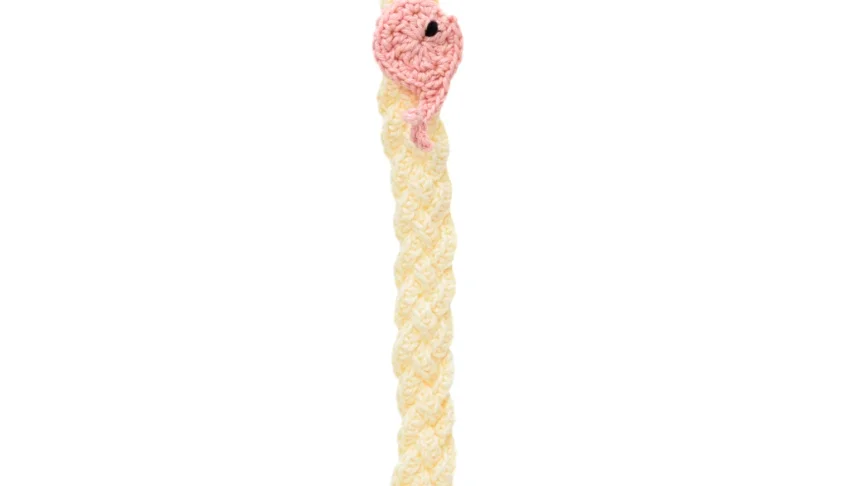 Prendedor de Chupeta Amarelo Trançado com Detalhe Amigurumi