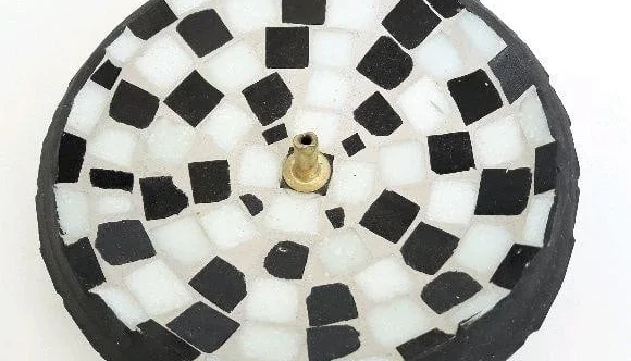 Porta Incenso Mosaico Preto e Branco