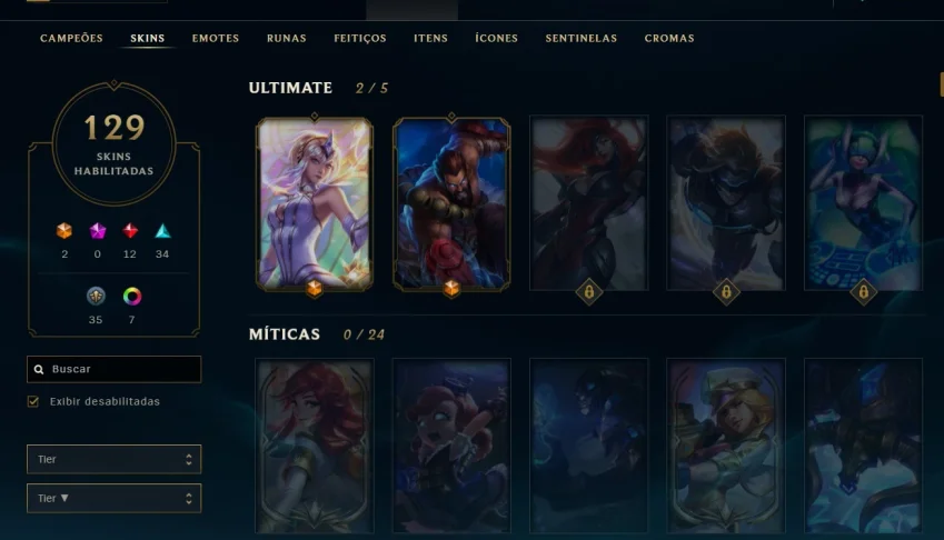 Conta LeagueOfLegends - Todos os Champs, 129 Skins