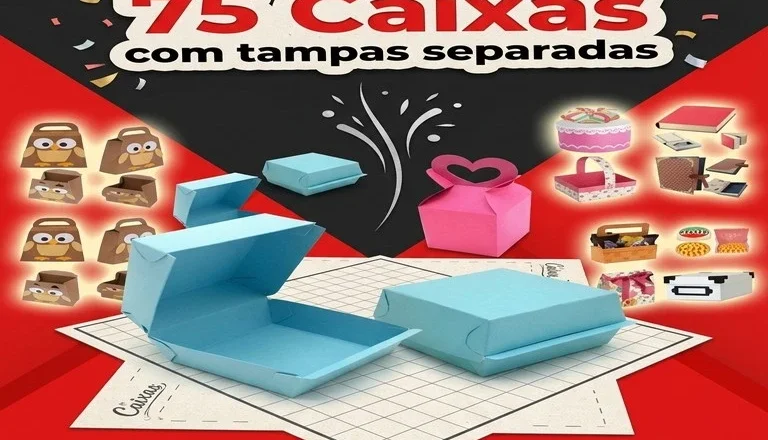 Arquivos de corte Silhouette- 75 Caixas com tampas separadas
