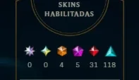 conta de lol 296 skins unranked