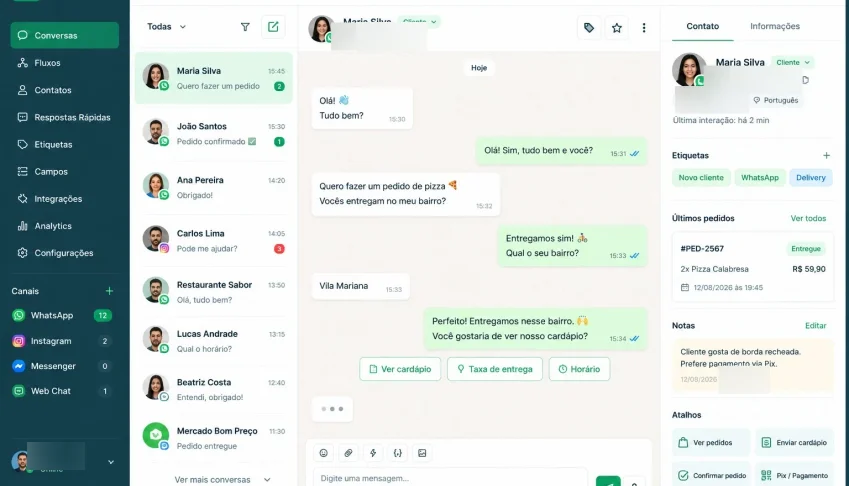 Sistema para chatbot com FlowBuild
