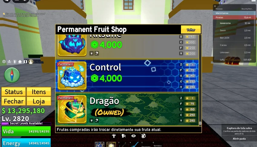 Conta blox fruits com DRAGON DOUGH budha Rumble PERM