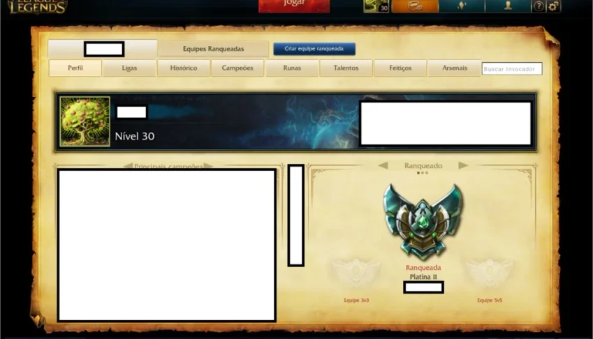 Conta Plat 2 - 315 R$ em skins, MMR Altíssimo, 40 champions