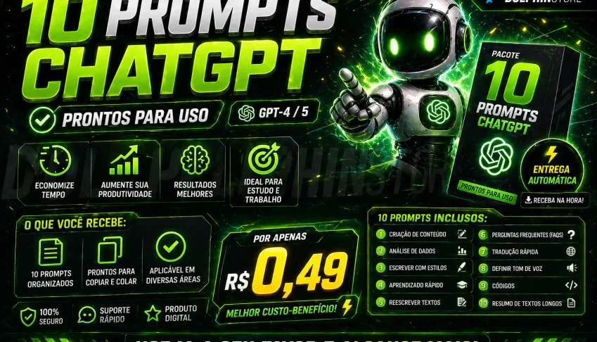 🔥 10 Prompts Chatgpt 2026 🤖 Gpt-4/5 + Conteúdo Pronto