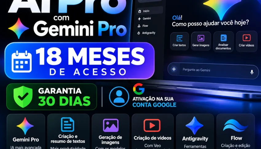 Gemini Pro + Antigravity + Flow | 18 Meses | Garantia 30 Dia