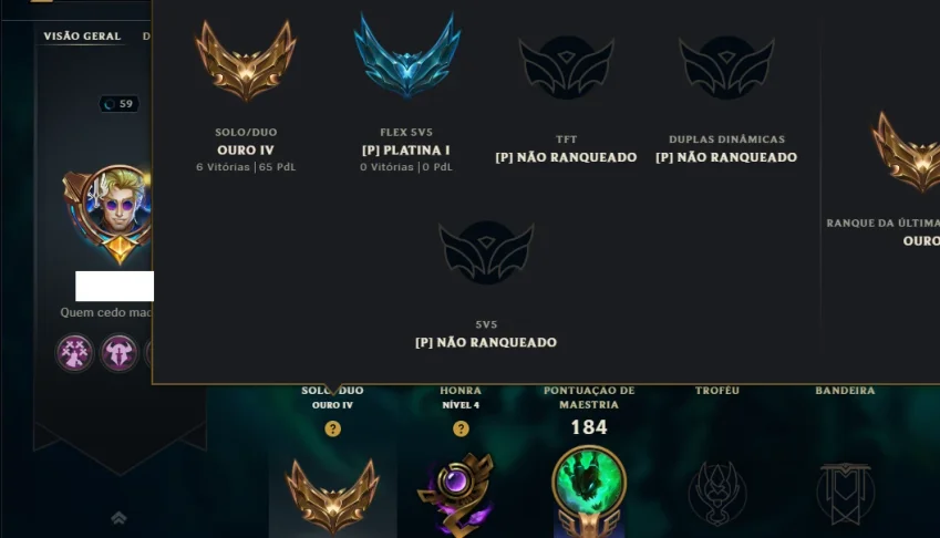 Ouro 4 com 95 Champs e 67 Skins