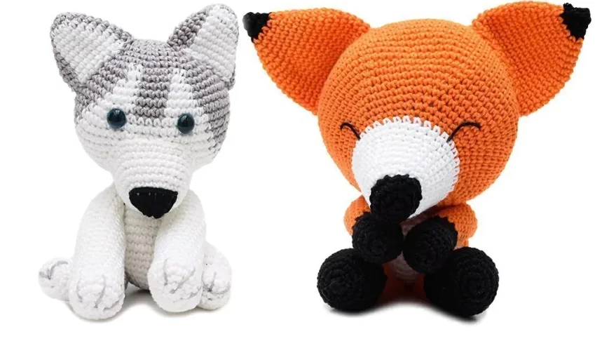 Kit Husky e Raposa Soneca em Amigurumi