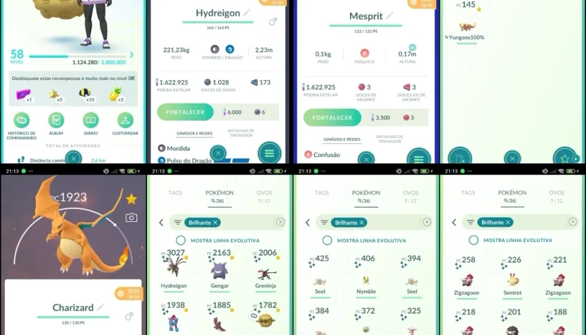 Pokemon go LVL58 | 36 SHINY + 4x 100% + 1.6M DUST | 001A