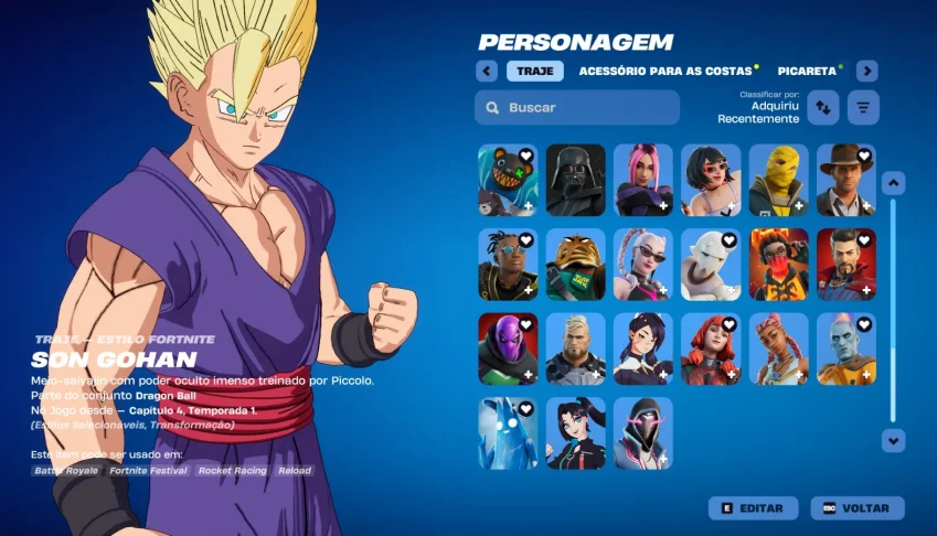 Conta Fortnite | 82 Skins | Son Gohan | Entrega automática!