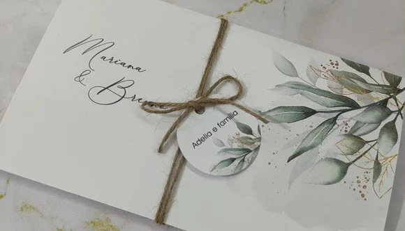 Convite de Casamento Rústico Kraft