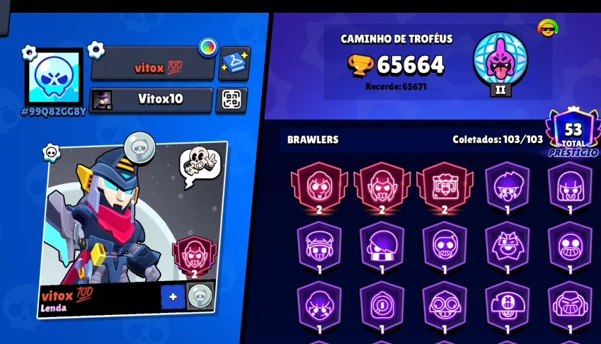 Conta Braw Stars 70K De Troféu
