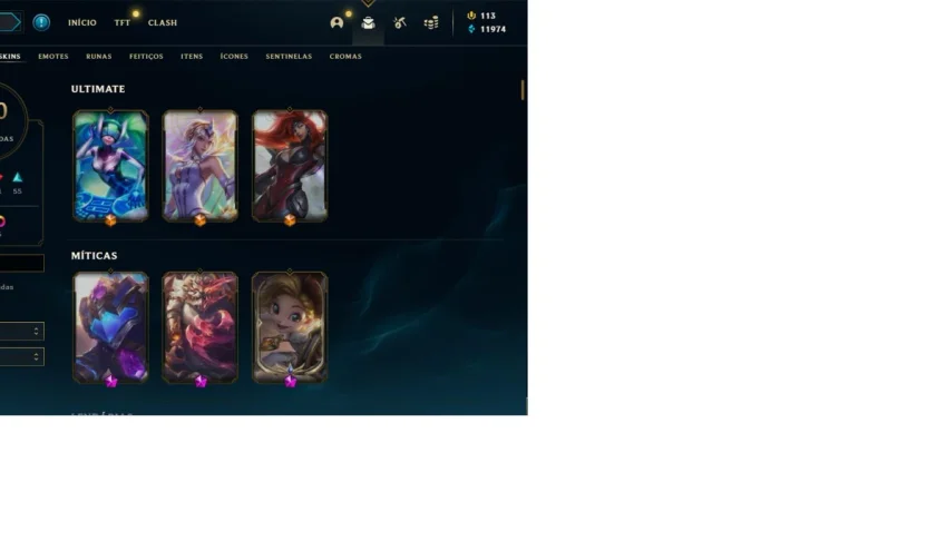 Conta League of Legends Platina III - 170 skins
