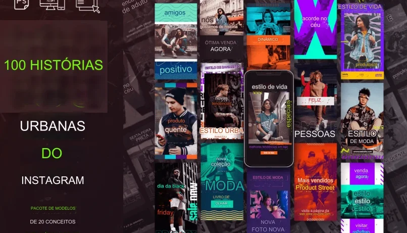 Pacote com 500 stories  para Instagram
