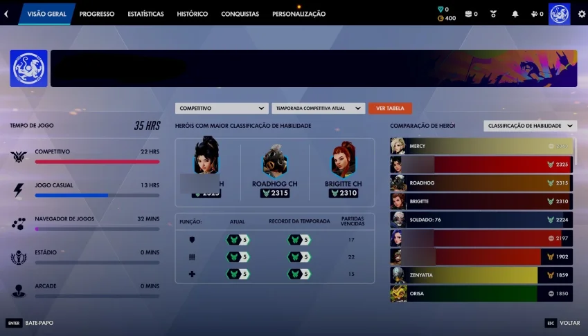 Conta Overwatch 2 Esmeralda em Todas as Funções+skin Míticas