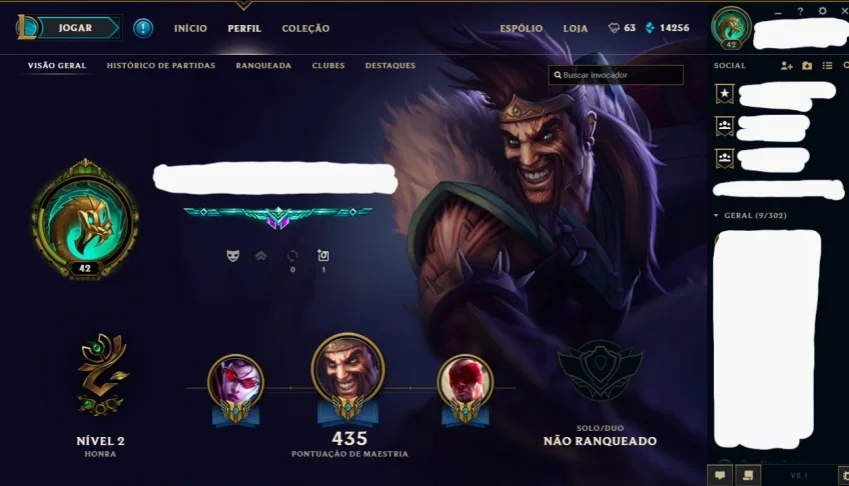 Conta de LoL - 73 skins / Borda de Platina