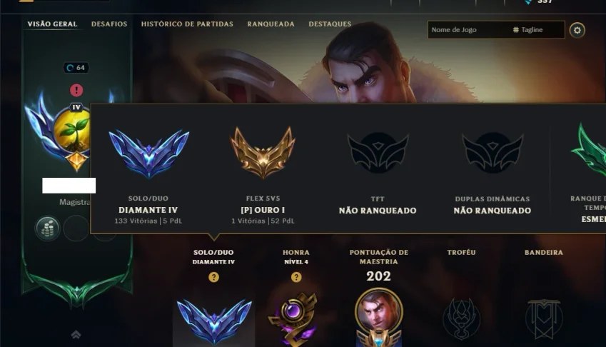 Diamante 4 com 70 Champs e 13 Skins