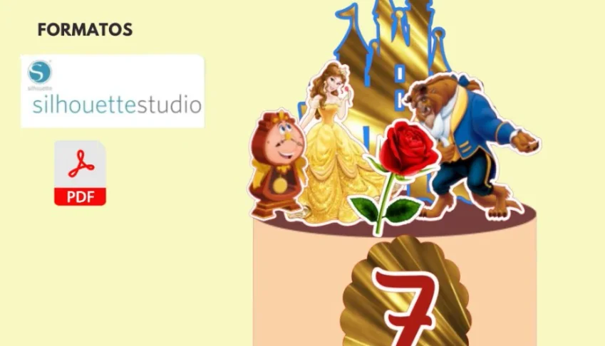 Arquivo De Corte - Topo De Bolo - Bela E A Fera