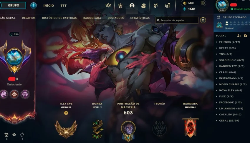 Conta de LOL Gold pra Platina + de 270 skins e 10 prestigios