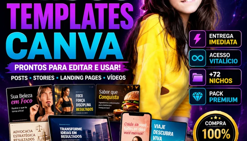 Templates Canva Editáveis +4000 Artes | 72 Nichos
