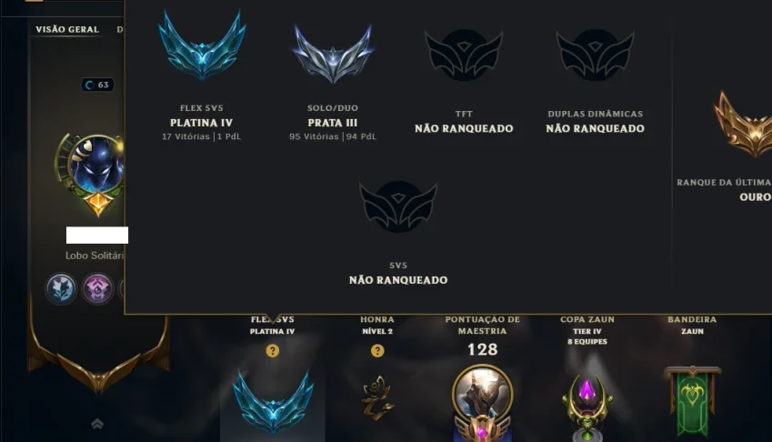 Prata 3 com 70 Champs e 16 Skins ( Mais de 200 Jogos )