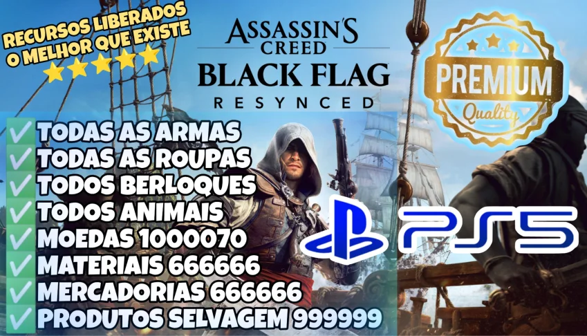 Assassin's Creed Black Flag Resynced (PS5) - Itens Liberados