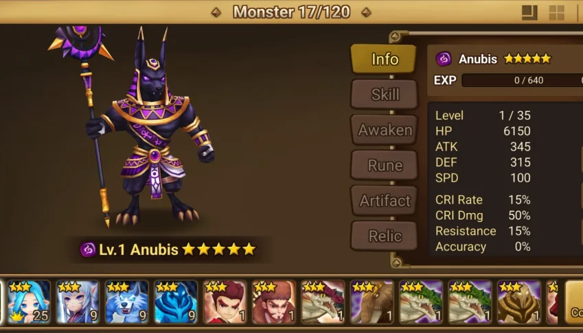Conta Global com Anubis 5★ + Vários Monstros | A016