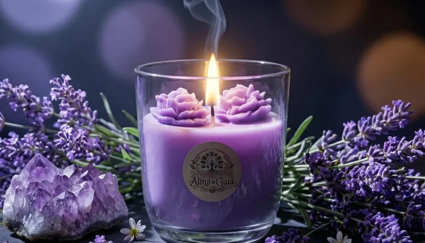 Vela Aromática em Vidro com Flores - Figo ou Baunilha