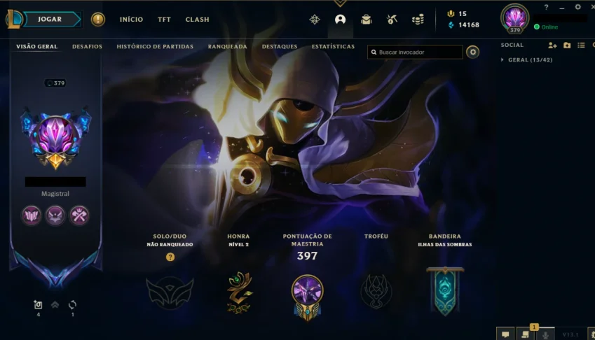Conta LoL EX-Mestre MMR alto 112 skins