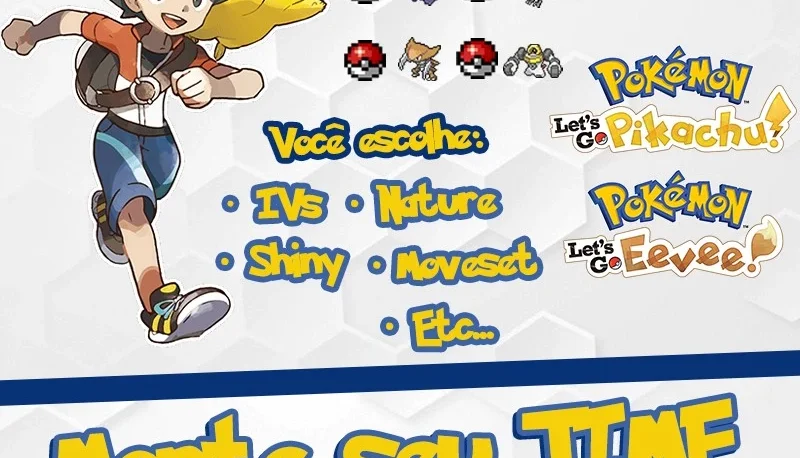 6 Pokémon Personalizados Shiny - Let's Go Pikachu e Eevee