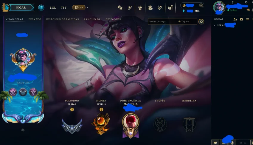 Conta League of Legends - Honra 5 - Ótimas Skins