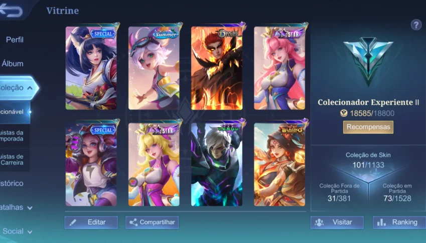 Conta com skin de miya suzuhime e mais
