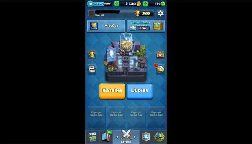Clash Royale nivel 10 com 3655 trofeus