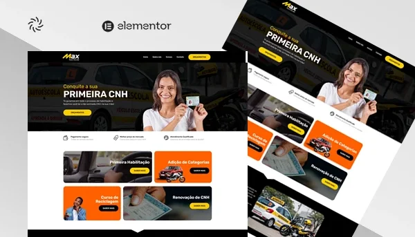 Template Site para Auto Escolas 100% Editável Elementor