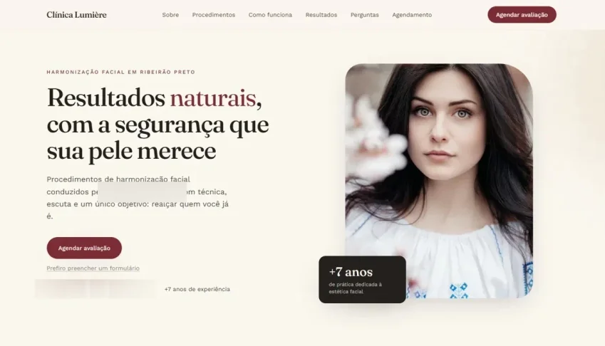 Site para Clínica de Estética que gera agendamento