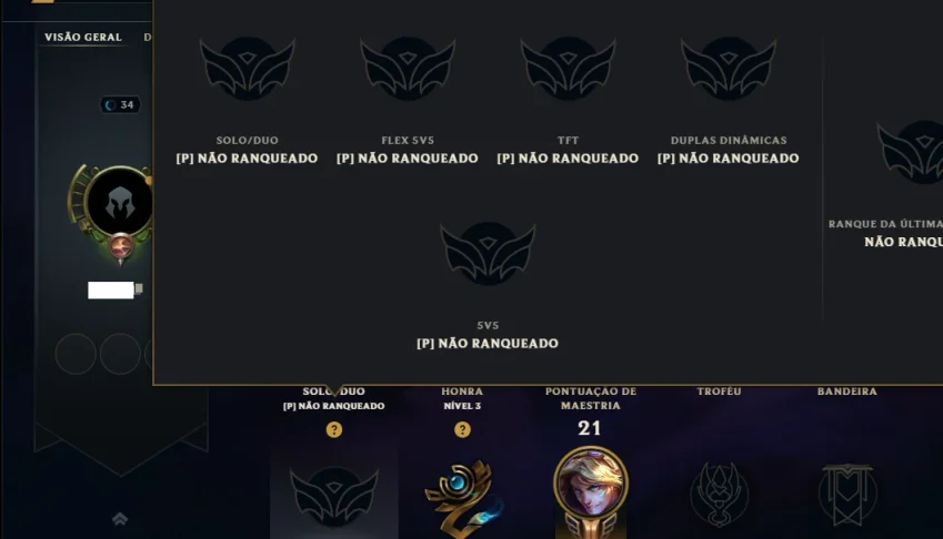 Unranked com 30 Champs e 41 Skins