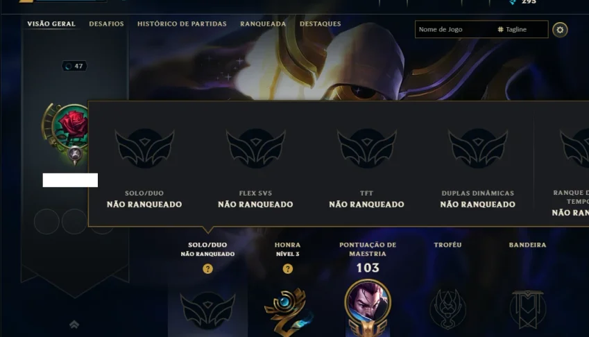 Unranked com 50 Champs e 14 Skins