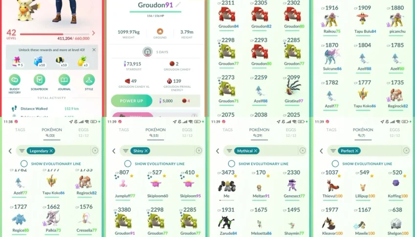 Pokémon Go LVL 42 | Groudon Shiny 91% | Míticos Raros |L015