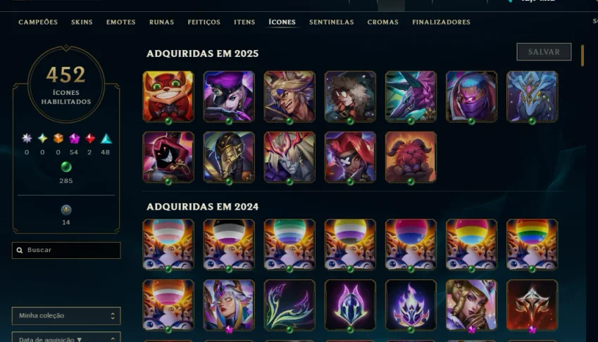 Conta League of Legends com 1299 skins