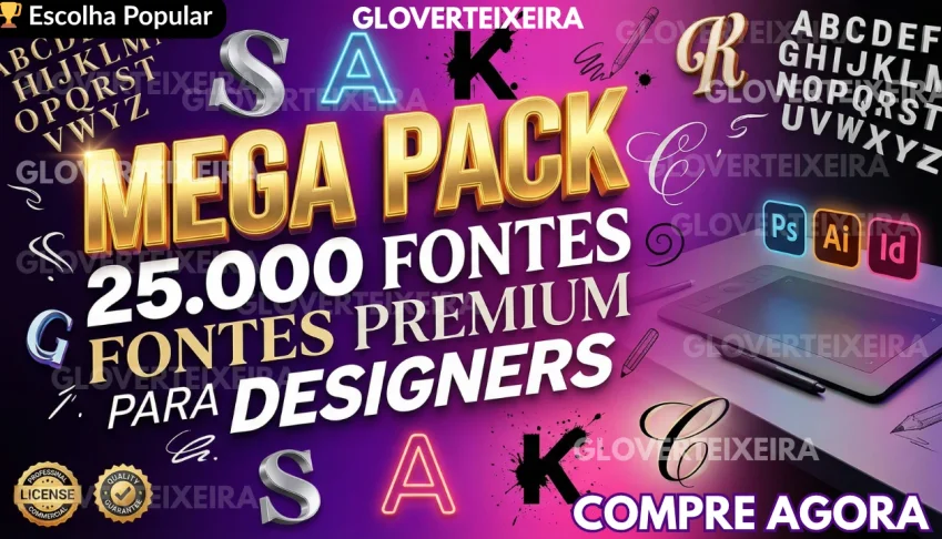 Mega Pack 25.000 Fontes Premium para Designers