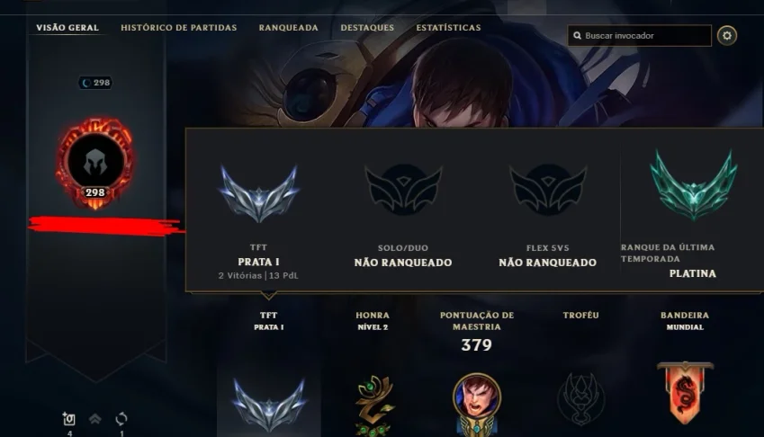 Conta de LoL Nv298 Unranked