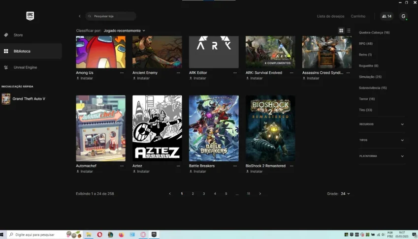 Conta Epic Games 258 Jogos