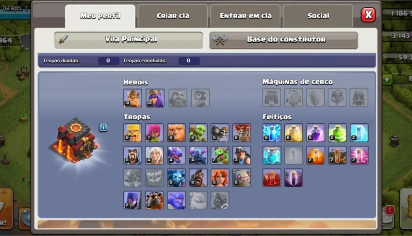 Vendo duas contas de Clash Of Clans CV10 mediano e CV8 Full