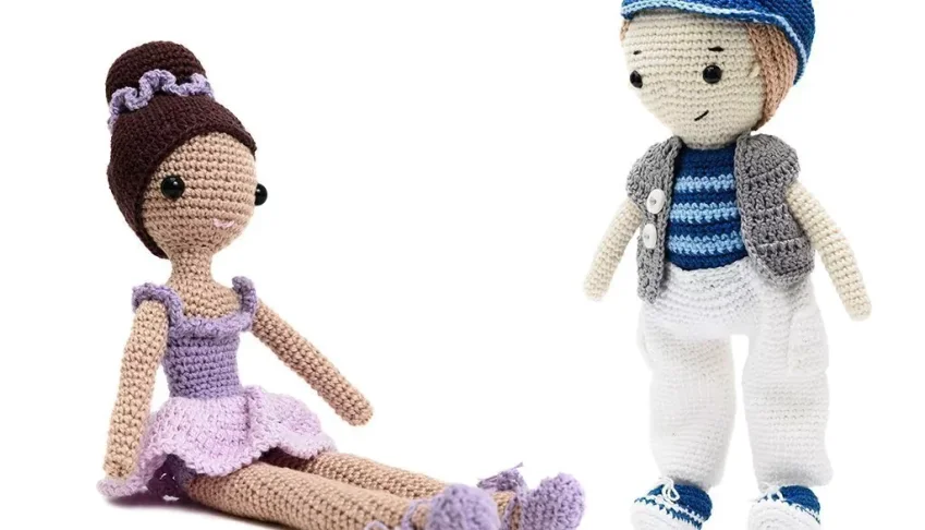 Kit bonecos Jonathan e bailarina em amigurumi