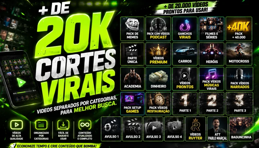 20k Cortes Virais-Memes, Podcasts, Filmes, Carros, Motos etc