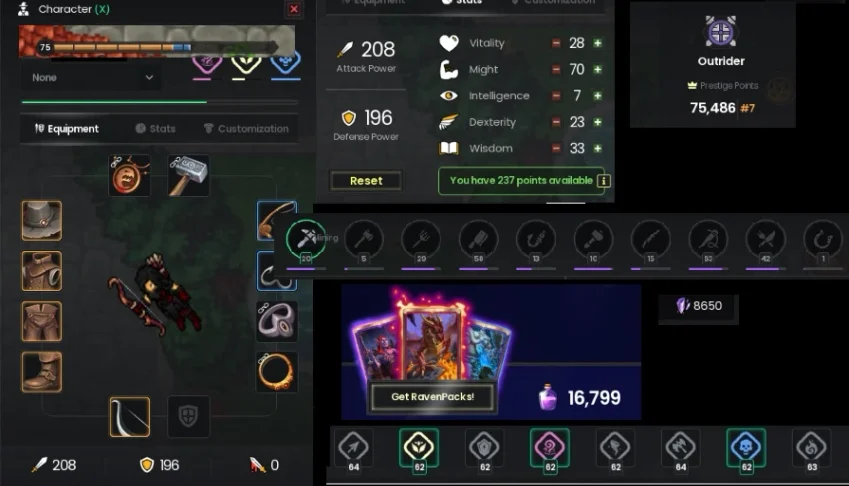 Conta Char Ravendawn 75 Legacy - Efetivos Todos Altos + 6Kk