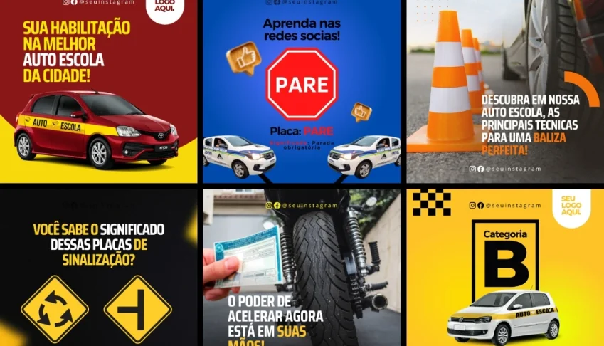 Pack Artes Canva Auto Escola 30 Temas Editáveis